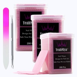 Lint Free Nail Wipes, 600 PCS Non-Woven Fabric Eyelash Extension Glue Wipes Nail Cleaning Wipes Nail Polish Remover Wipes Lash Extensions Glue Cleaning Nail Salon Supplies & Cuticle Pushers+Nail File