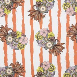 Kt KILOtela - Digital Printed Canvas Fabric – Half Panama 100% Organic Cotton, Oeko-Tex Standard 100 – 100 cm Length x 280 cm Width | Pineapples Boom – Multicoloured, Orange ─ 1 metre