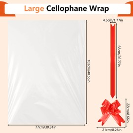Cellophane Bags Large Pack of 5 70 x 100 cm Transparent Gift Wrap with 5 Loops