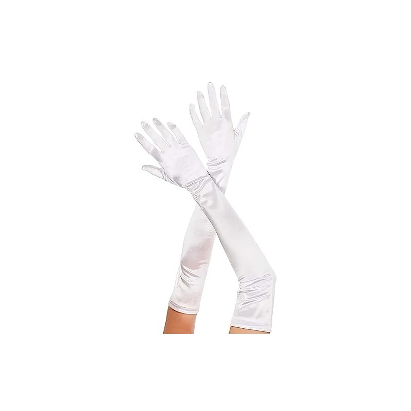 Music Legs Extra Long Satin Gloves Costume Accessory White