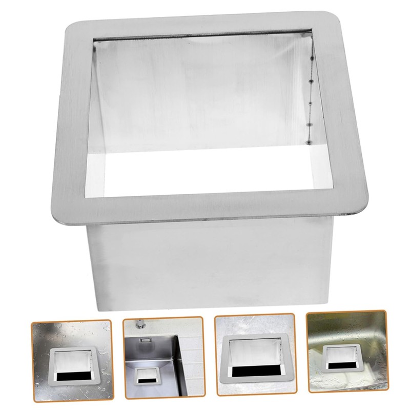 OFFSCH Stainless Steel Drop in Trash Chute Square Countertop Waste