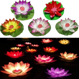 mushroomcase 12 Packs Floating Lotus Lights Water Lily Candles Light for Mourning Day, Weddings, Parties, Wishing, Praying, Pool Festival Nigh