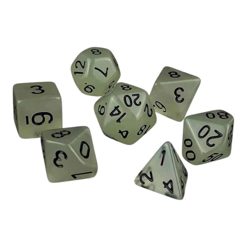 DND Dadi – Glow-in-The-Dark DND Set di dadi (7 pezzi)