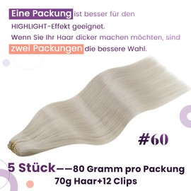 LaaVoo Human Hair Clip in Extensions Platinum Blonde Clip in Hair Extensions Real Human Hair Blonde Hair Extensions Clip ins Double Weft 14 Inch Full Head 7pcs/120g