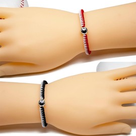 2 Pulseras para Pareja, Pulsera ajustable de cuerda trenzada de béisbol, pulsera para mujeres y hombres,Pulsera de Pareja para Mujeres y Hombres, Regalos para Cumpleaños para Parejas