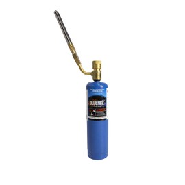 BLUEFIRE Double Flame Jet Turbo Torch Head with Porpane Kit High Output 17060 BTU Full Metal Heavy Duty Manual Ignition Gas Welding Dual Tubes Nozzle Fuel by MAP Propane Brazing Soldering Flamethrower
