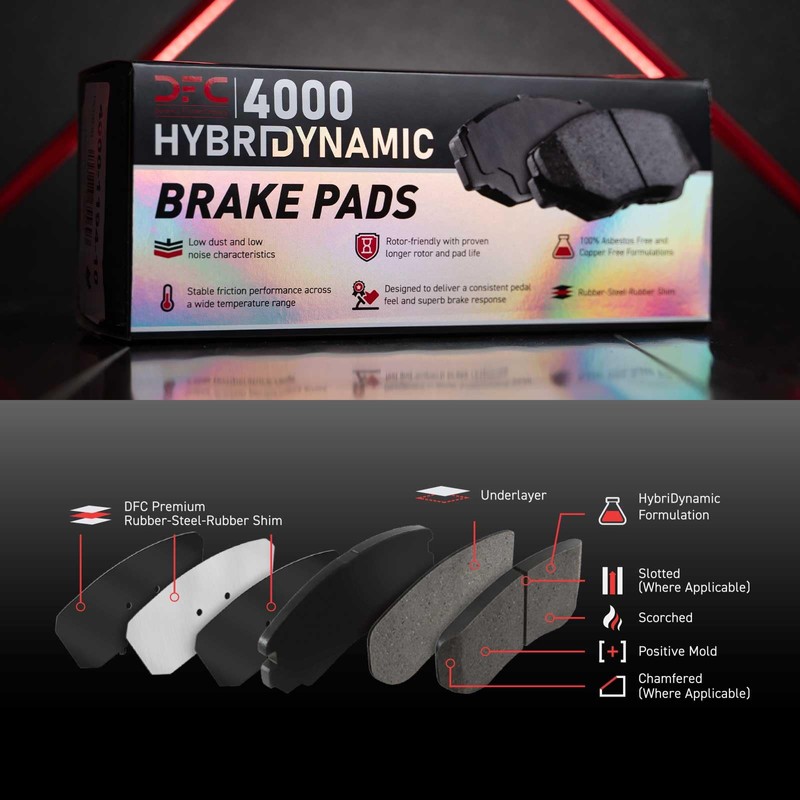 Dynamic Friction Company Front 4000 HybriDynamic Brake Pads and Hardware