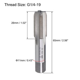sourcing map G1/4-19 Pipe Thread Tap, Machine Threading Tap Right Hand, HSS Uncoated Straight Flute, H2 Tolerance