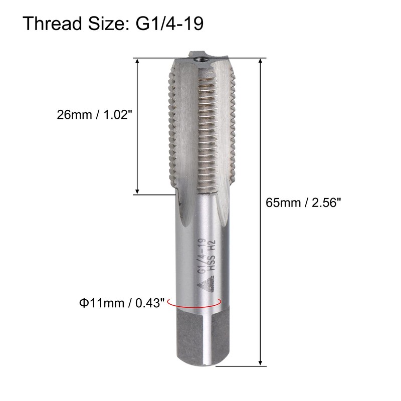 sourcing map G1/4-19 Pipe Thread Tap, Machine Threading Tap Right