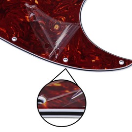 FLEOR 10 Hole Jazz Bass Pickguard 4Ply Scratch Plate without Truss Rod Notch for USA/Mexican Standard Fender 4 String Model Jazz Bass Guitar, Red Tortoise Shell