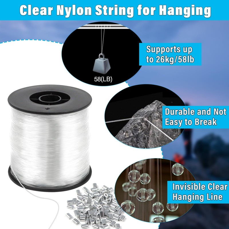 200 m Nylon Thread Clear Tear-Resistant 0.8 mm Polyamide Thread
