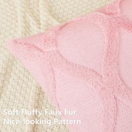 decorUhome Spring Throw Pillow Covers 26x26 Inch Set of 2, Soft Plush Faux Fur Wool Light Pink Couch Pillow Covers, Decorative Pillow Cases for Bed Sofa Living Room Home Decor