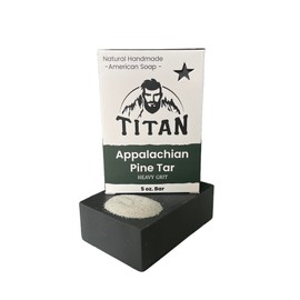 TITAN Natural Bar Soap for Men-Cold Process Soap Made With All Natural Ingredients-Handmade in America (5 Ounce (Pack of 1), Appalachian Pine Tar- Heavy Grit)