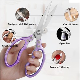 AWinjoy Kitchen Scissors, Sharp Kitchen Shears Dishwasher Safe Heavy Duty,Purple Kitchen Accessories Cooking Shears for Kitchen Meat Chicken Fish Poultry Herb Bread (Purple))