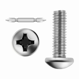 M4 x 16mm Pan Head Machine Screws, 304 Stainless Steel Screw for Electrical Wall Socket, Household Repairs, Switches Outlets Screws with Screwdriver Bit, Fully Threaded, Bright Finish, 50 PCS