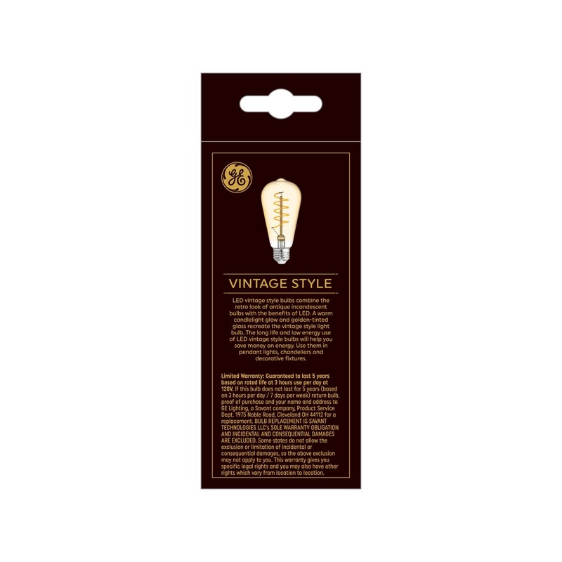 GE Vintage Style LED Light Bulb, 60 Watt, Amber Finish,