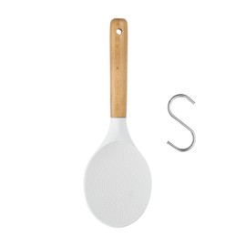 uxcell Silicone Rice Paddle Nonstick Rice Spoon Heat Resistant Round Rice Spatula for Rice Mashed Potato White