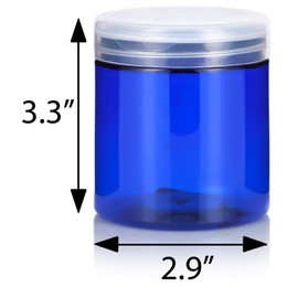 8 oz Cobalt Blue PET Plastic Jar with Clear Natural Flip Top (12 pack)