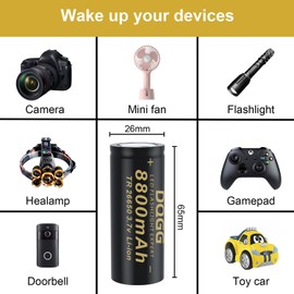 BENKIA 26650 Rechargeable Battery 8800mAh Large Capacity 3.7V 26650 Batteries Rechargeable 6 Pack for Flashlight Headlamp