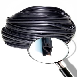 Window Seals for Plastic Windows, Wooden Windows, S-1387 Black, 20 Metres, Rubber Sealing Tape, Polyvinyl Chloride Unplasticised (PVC-U), Front Door Seal, Window Rubber Seal