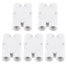 sourcing map 5Pcs PVC Conduit Box Junction Box Outdoor Cable Connectors, 4 Way Round Wire Box Connectors Circuit 25mm with Cover for Cable Management White