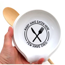 Many Have Eaten Here Handmade Ceramic Spoonrest LennyMud by Lorrie Veasey