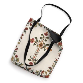 Vintage Floral Decorative Cross Christianity Religion Tote Bag