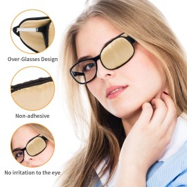 Ezakka Eye Patches Mulberry Silk 3.9x1.8" Medical Over-Glasses for Lazy Eye Care