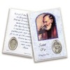 Padre Pio Laminated Devotional Wallet Size Holy Card with Zinc Oxidized Medal