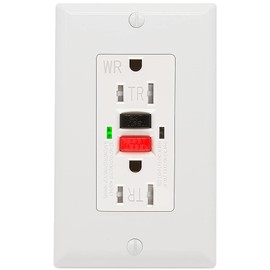 POWAWINI GFCI Outlet 15 Amp, UL Listed, Self-Test GFI Receptacles, TamperResistant, Weather Resistant, LED Indicator, with Decor Wall Plates and Screws, Indoor or Outdoor Use (Red/Black)