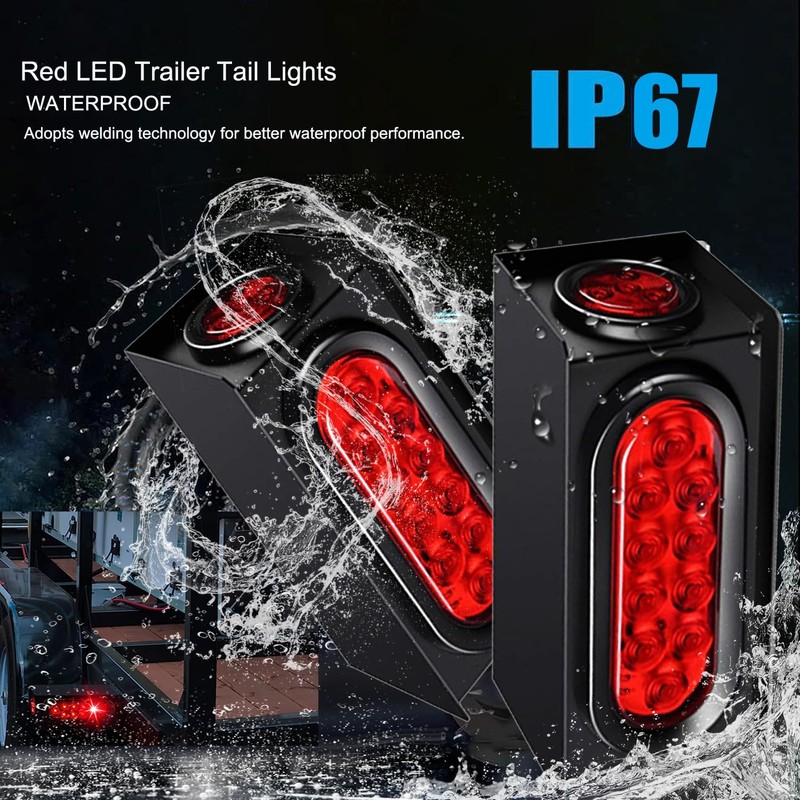Supoika 2 Pack Steel Trailer Light Box with 6" Red