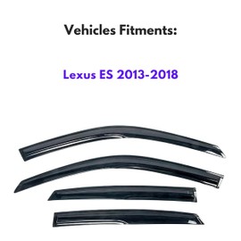KPY Window Visor Compatible with Lexus ES 2013-2018, 4PC Rain Guard Side Window Vent Deflectors Tape-On Mugen Style, 2013 2014 2015 2016 2017 2018