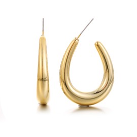 RUOFFETA Acrylic Teardrop Hoop Earrings for Women, Colorful Oval Statement Earrings Lightweight Trendy Jewelry(Gold)