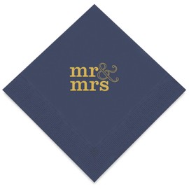 Weddingstar - Servilletas de cóctel (3 capas, papel de aluminio), color azul marino