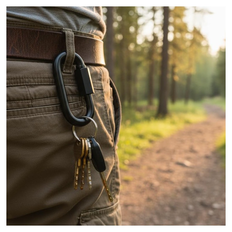 BEWISHOME D Shape Locking Carabiner,Black Quick Links,Durable Chain Links,Heavy Duty