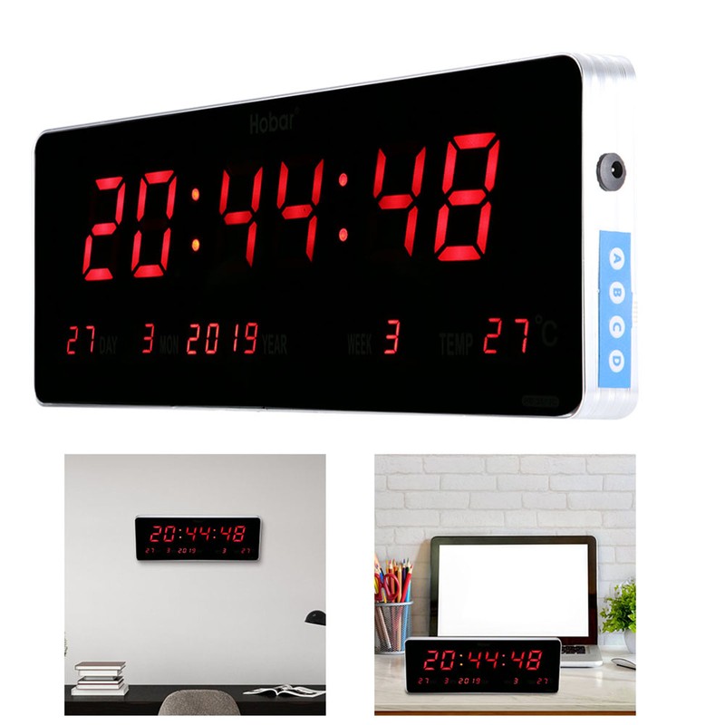 Digital LED Calendar Clock Temperature Wall Clocks (Calendar Temperature Week)