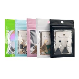 50 bolsas Yuu-Goo resellables con Agujero para Colgar, Aluminio por Ambos Lados, Bolsa de Aluminio a Prueba de Olores (10x15, Negro)