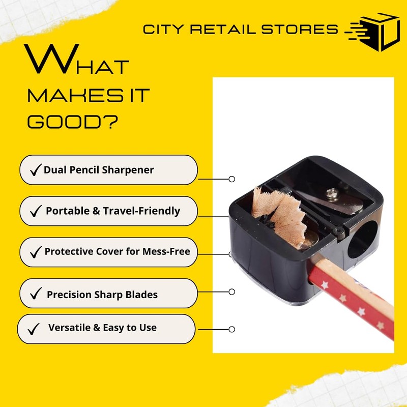 Citystores® 2 Pack Pencil Sharpener - Travel Cosmetics Pencil Sharpener