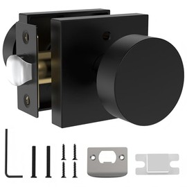 Perillas pasivas para puerta interior con cerradura, manijas cuadradas reversibles, para paso, acceso, negro mate