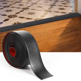 20 Ft x 2" Vinyl Adhesive Laminate Flat Divider Strip for Joining Wood Floor Gaps, Carpet, Threshold Cover, Floor Tiles, Doorway Transitions - Black