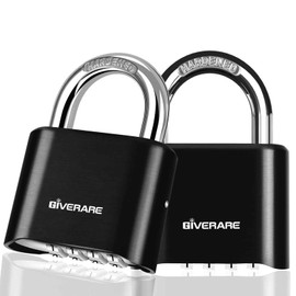 2 Pack 4-Digit Combination Lock, Heavy Duty Padlock Metal, Outdoor Alloy Locks with Hardened Steel Shackle, High Security Weatherproof Large Padlocks for Gym, School,Locker,Fence,Gate,Hasp,Case-Black