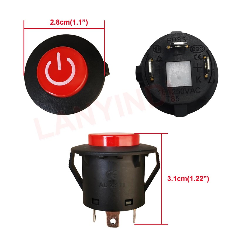 2 Pcs Power Button Switch Push Start Replacement Parts for
