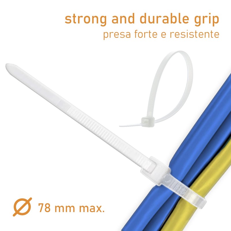 200mm x 2.5mm White Plastic Cable Ties Nylon Cable Ties