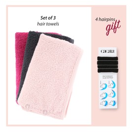 Cacala Terry Cloth Shower Cap for Women – Luxurious Hair Towel Wrap – Non-Frizz Hair Wraps for Women Wet Hair with Holding Loop and Buttons – Highly Absorbent Head Wrap with Accessories – 3pcs