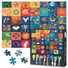 Patchwork Quilt Graffiti Jigsaw Puzzles for Adults 1000 Pieces, Colorful Artwork Hard Difficult Challenging Family Puzzle Games with Letters on Back Finished 27.5 x 19.7 inch
