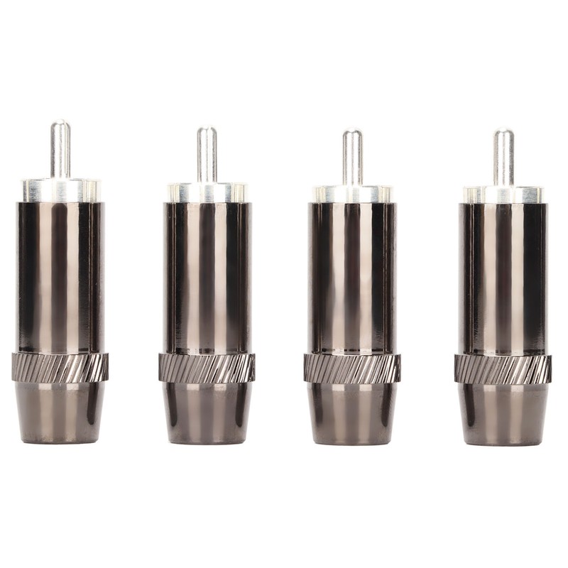 4pcs RCA Sound Plug Silver Plated RCA Male Plug Connector