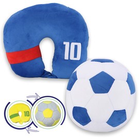 #sbabam Travel Football Soft Kids Travel Pillow Becoming Maxi Plush Football - Comfortable Pillow for Airplane, Car and Train, Kids Football, Travel Pillow +3 Years, Blue