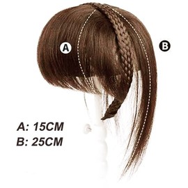ICRAB 10" Women Human Hair Braided Headband Hairpiece Natural Looking Hairband Braids Human Hair Topper with Bangs Twist Braid Clip in Human Hair Extension Light Brown