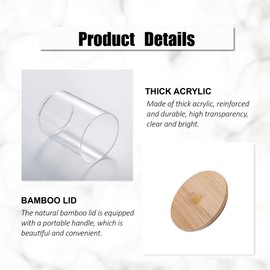 MKLZ 3 Pcs Qtip Holder and Cotton Round Pad Dispenser with Bamboo Lid, Small Clear Acrylic Containers for Cotton Swab/ball, Apothecary Jars Set for Bathroom/Restroom/Vanity/Makeup Storage Organizer