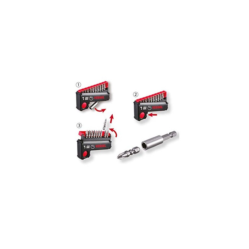 VESSEL Set of 10 Torsion Impact Ball Screwed + Bit